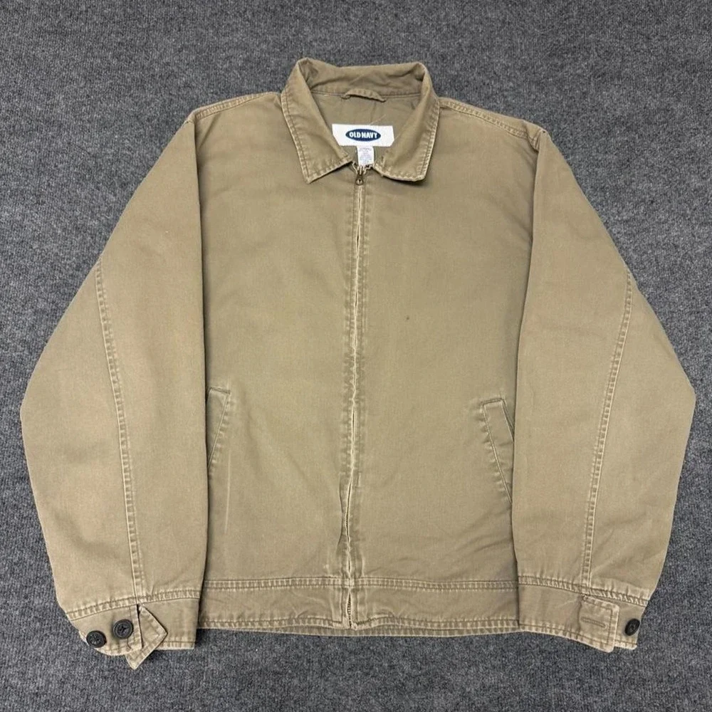 Y2K tan old navy cropped zip up jacket